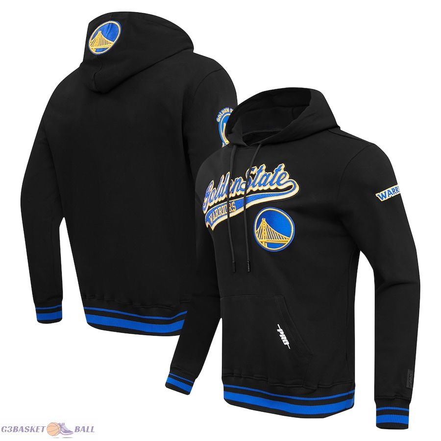 Men's Golden State Warriors Pro Standard Black Script Tail Pullover Hoodie