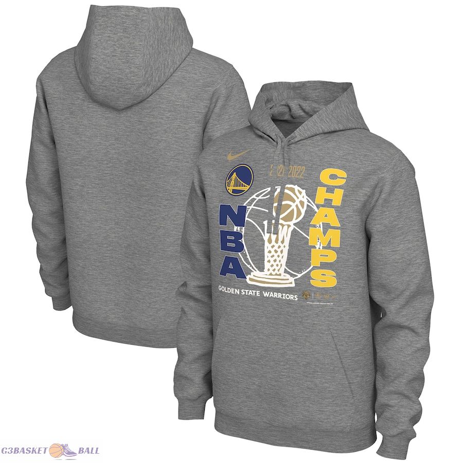 Men's Golden State Warriors Nike Heathered Gray 2022 NBA Finals Champions Locker Room Pullover Hoodie