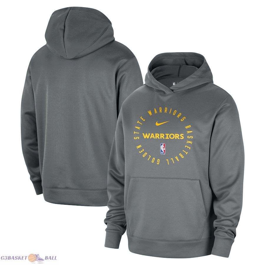 Men's Golden State Warriors Nike Gray 2024/25 Spotlight On-Court Practice Performance Pullover Hoodie