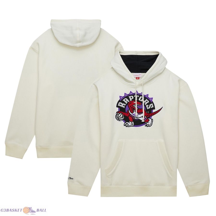 Men's Toronto Raptors Mitchell & Ness Cream Hardwood Classics Vintage Pullover Hoodie