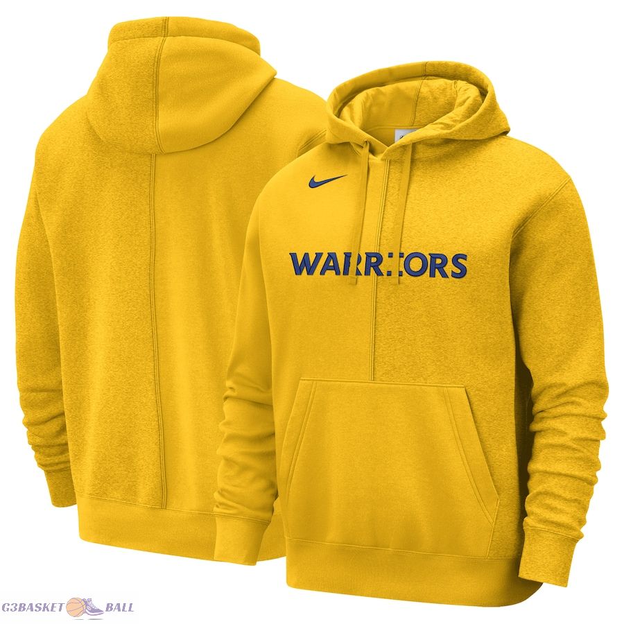 Men's Golden State Warriors Nike Gold Courtside Versus Stitch Split Pullover Hoodie