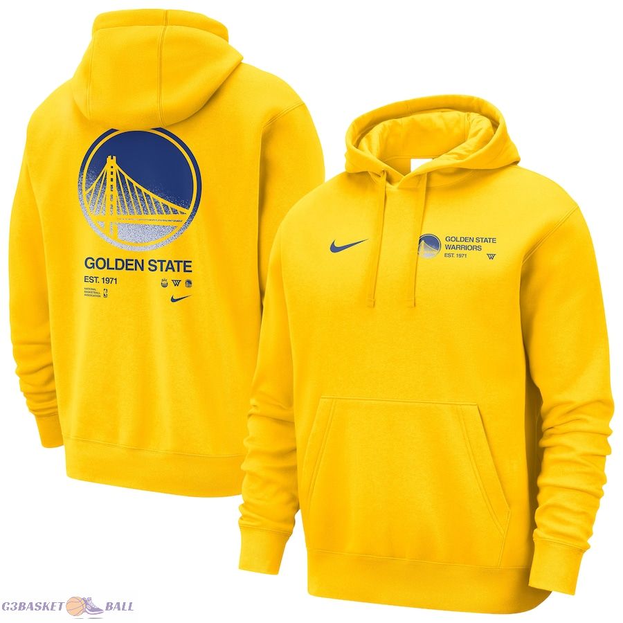 Men's Golden State Warriors Nike Gold Courtside Club Pullover Hoodie