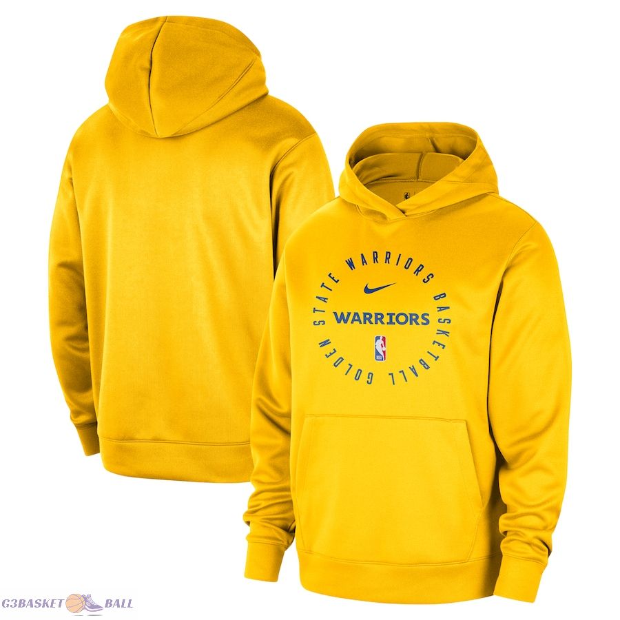 Men's Golden State Warriors Nike Gold 2024/25 Spotlight On-Court Practice Performance Pullover Hoodie