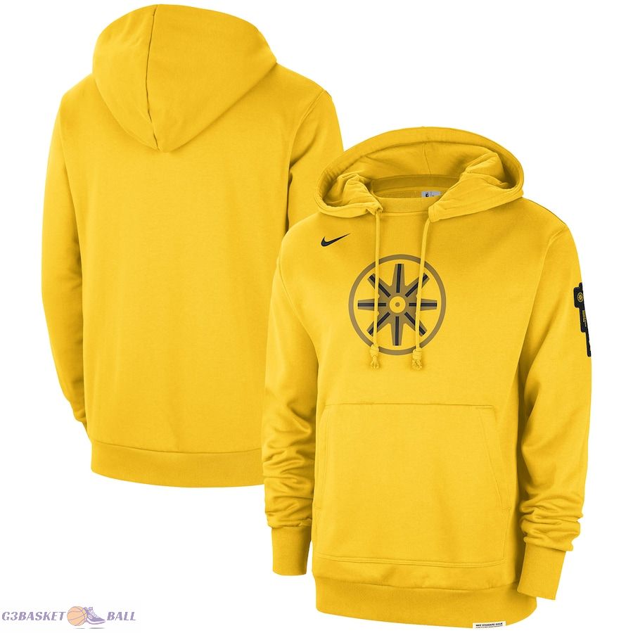 Men's Golden State Warriors Nike Gold 2023/24 City Edition Courtside Standard Issue Pullover Hoodie