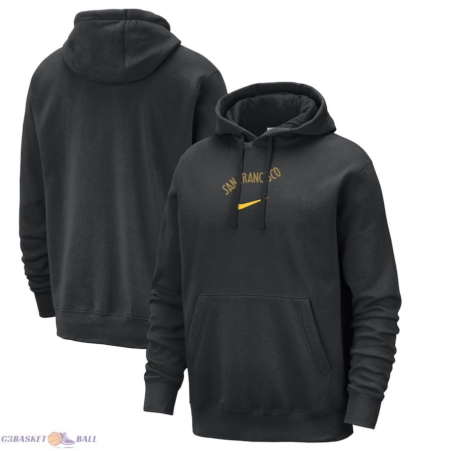 Men's Golden State Warriors Nike Black 2023/24 City Edition Essential Club Pullover Hoodie