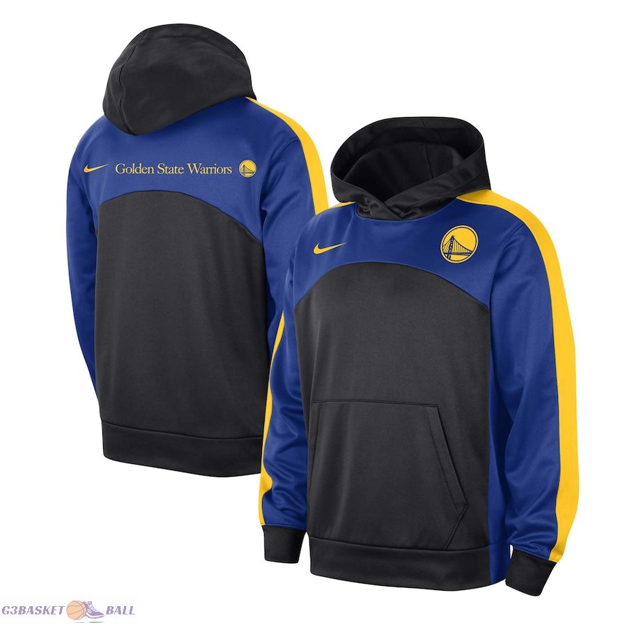 Men's Golden State Warriors Nike Black/Royal Authentic Starting Five Force Performance Pullover Hoodie