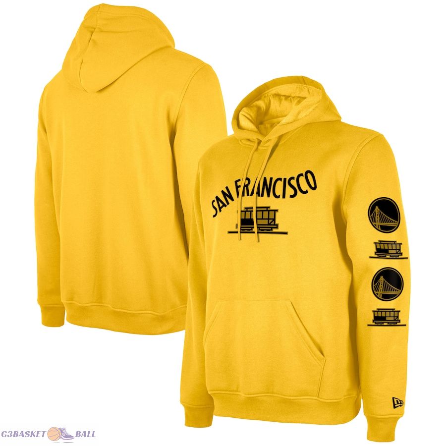 Men's Golden State Warriors New Era Yellow Big & Tall 2023/24 City Edition Jersey Pullover Hoodie