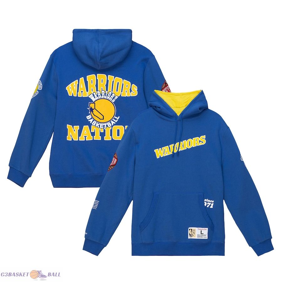 Men's Golden State Warriors Mitchell & Ness Royal Team Origins Fleece Pullover Hoodie