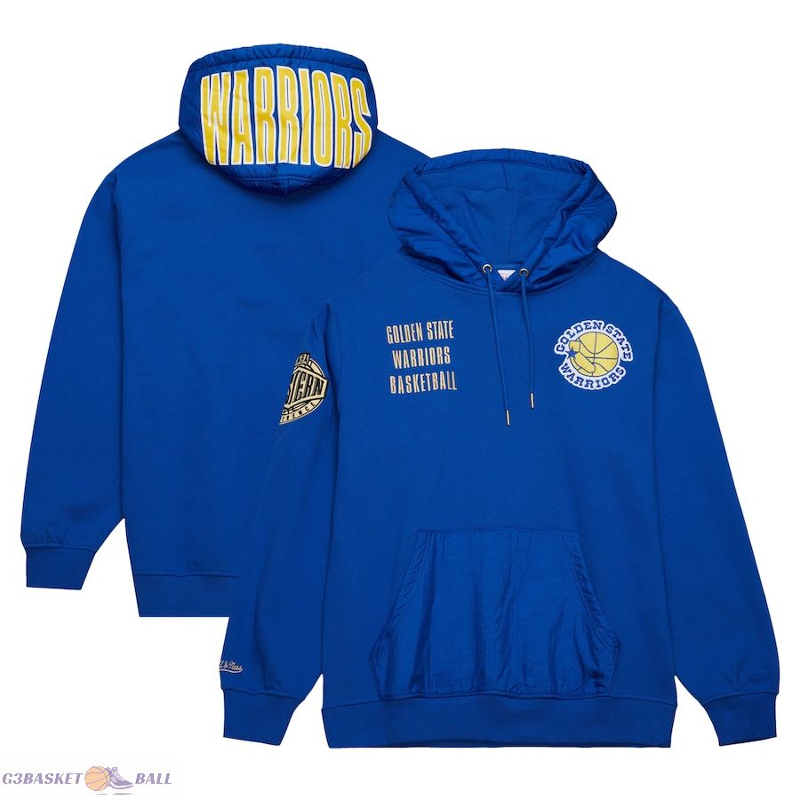 Men's Golden State Warriors Mitchell & Ness Royal Team OG 2.0 Vintage Logo Fleece Pullover Hoodie