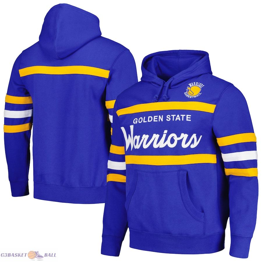 Men's Golden State Warriors Mitchell & Ness Royal Head Coach Pullover Hoodie