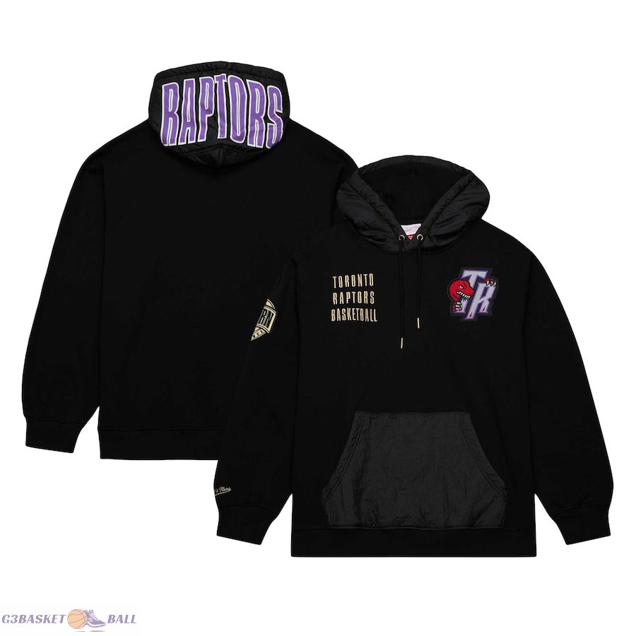 Men's Toronto Raptors Mitchell & Ness Black Team OG 2.0 Vintage Logo Fleece Pullover Hoodie