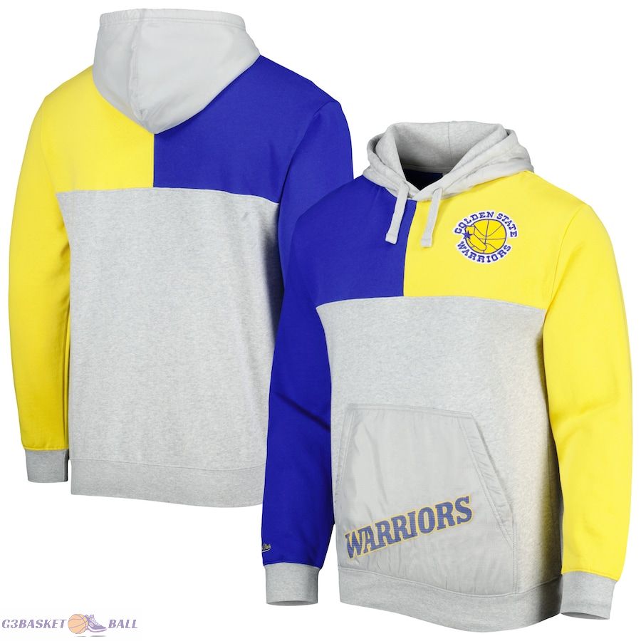 Men's Golden State Warriors Mitchell & Ness Heather Gray Tie-Breaker Pullover Hoodie