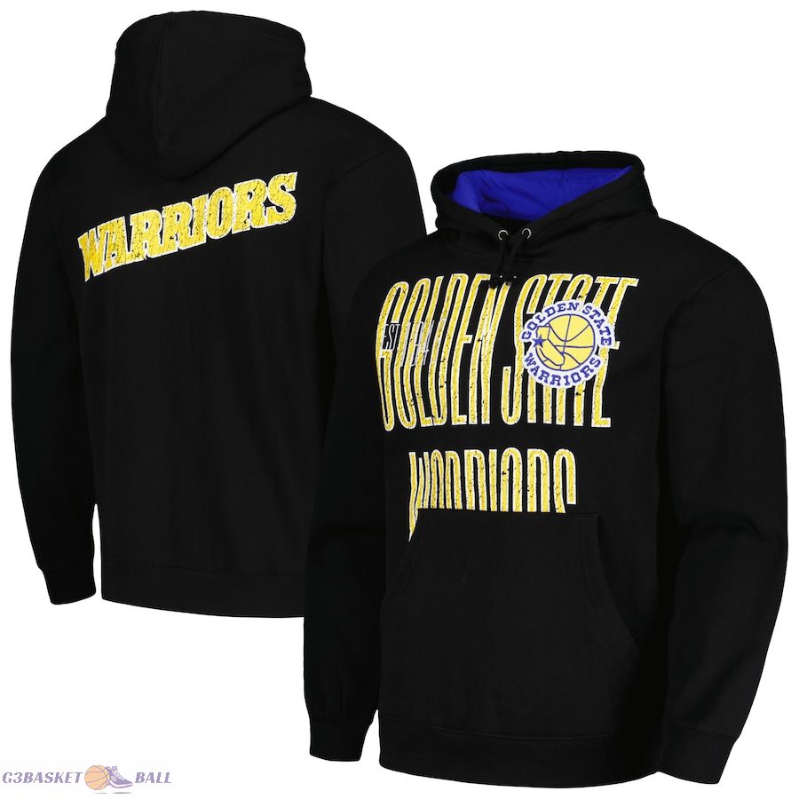 Men's Golden State Warriors Mitchell & Ness Black Hardwood Classics OG 2.0 Pullover Hoodie