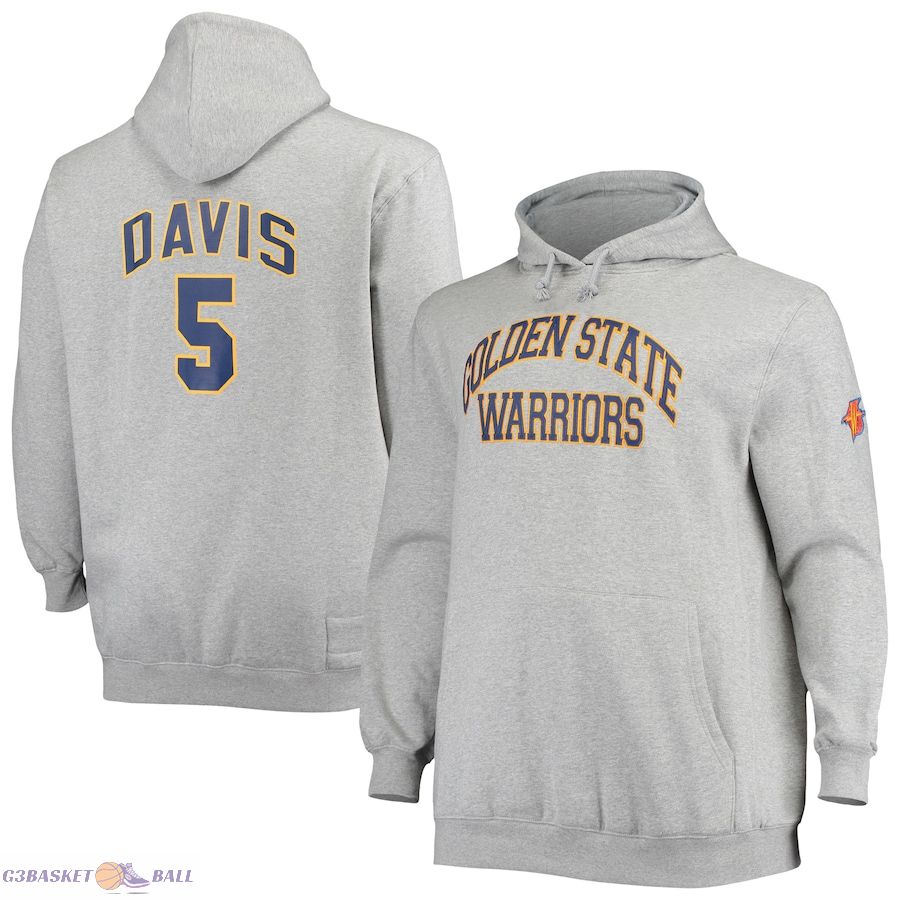 Men's Golden State Warriors Baron Davis Mitchell & Ness Heathered Gray Big & Tall Name & Number Pullover Hoodie