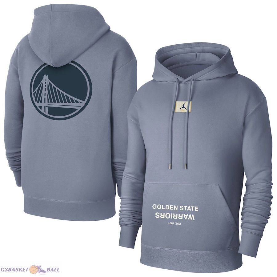 Men's Golden State Warriors Jordan Brand Gray Courtside Statement Edition Pullover Hoodie