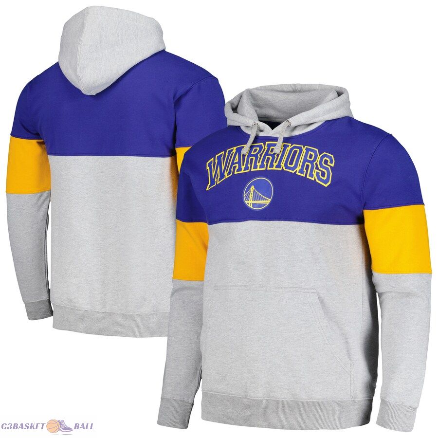 Men's Golden State Warriors Fanatics Royal Contrast Pieced Pullover Hoodie