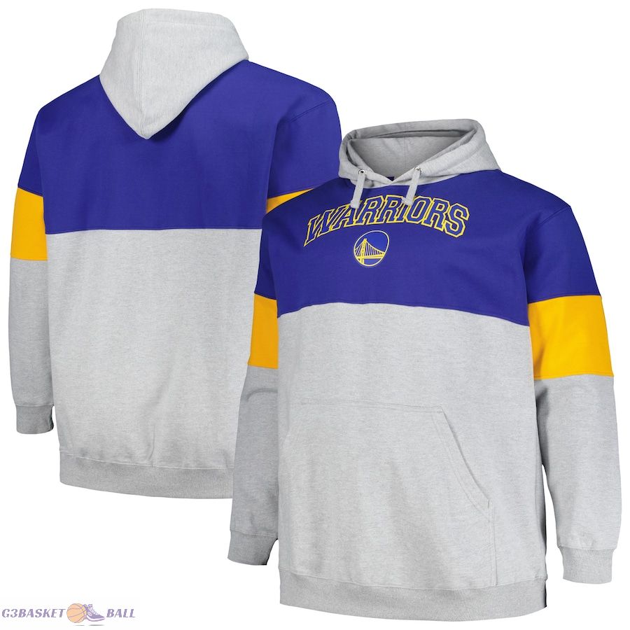 Men's Golden State Warriors Fanatics Royal/Gold Big & Tall Pullover Hoodie