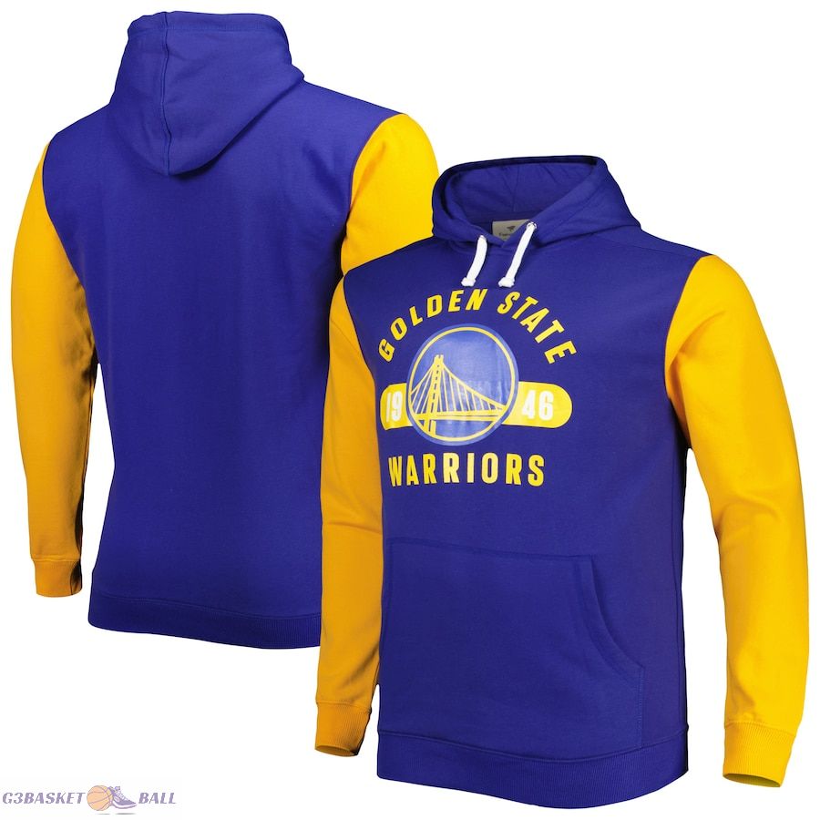 Men's Golden State Warriors Fanatics Royal/Gold Big & Tall Bold Attack Pullover Hoodie