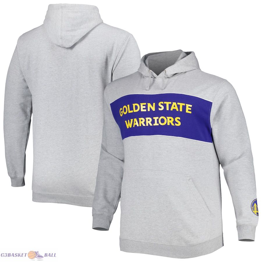 Men's Golden State Warriors Fanatics Heather Gray Big & Tall Wordmark Pullover Hoodie