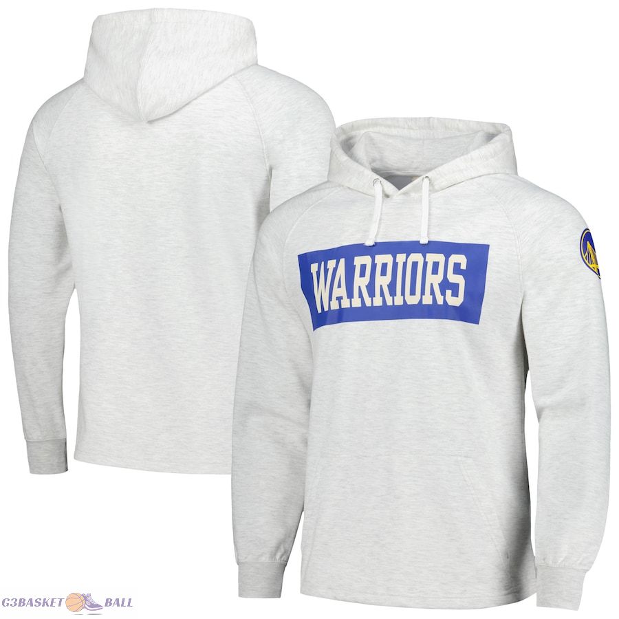 Men's Golden State Warriors Fanatics Ash Softhand Raglan Tri-Blend Pullover Hoodie