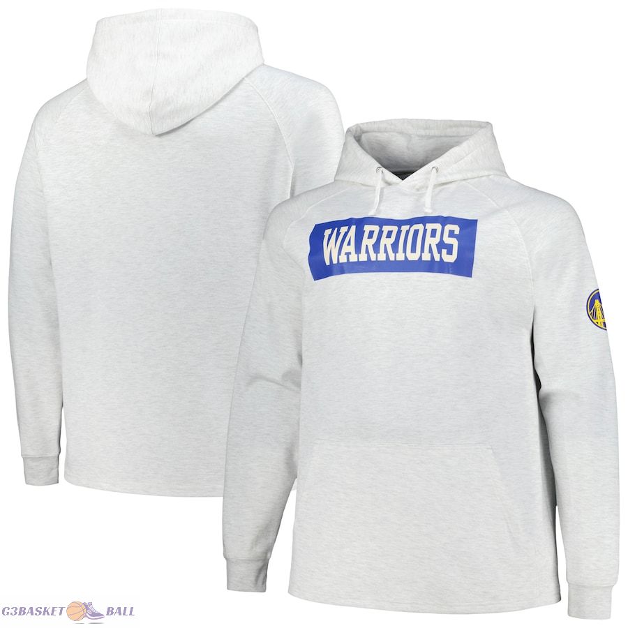 Men's Golden State Warriors Fanatics Ash Big & Tall Raglan Tri-Blend Pullover Hoodie