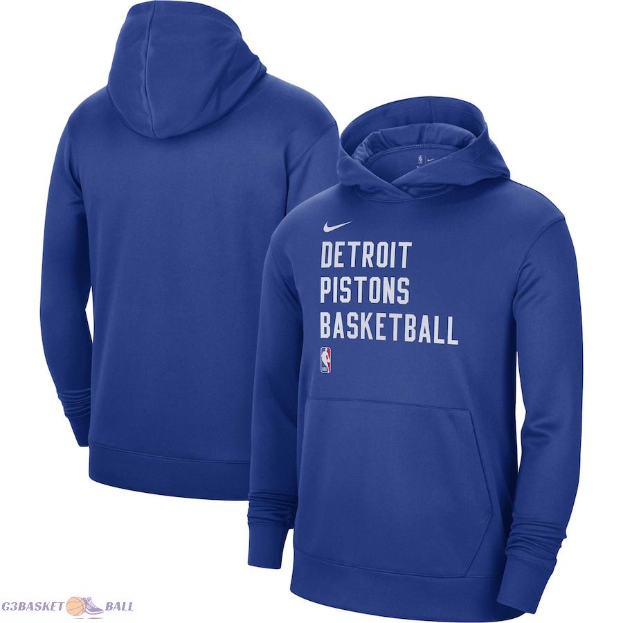 Unisex Detroit Pistons Nike Blue 2023/24 Performance Spotlight On-Court Practice Pullover Hoodie