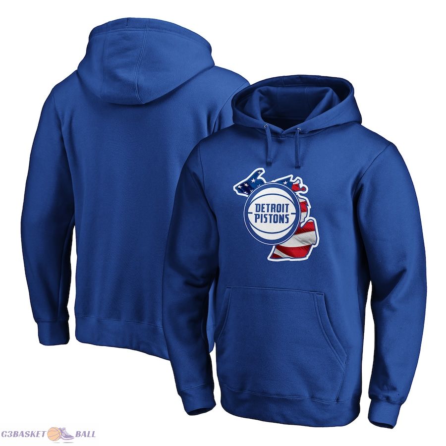 Men's Detroit Pistons Royal Banner State Pullover Hoodie