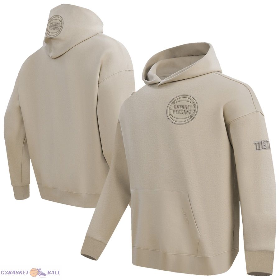 Men's Detroit Pistons Pro Standard Tan Neutral Dropped Shoulder Fleece Pullover Hoodie