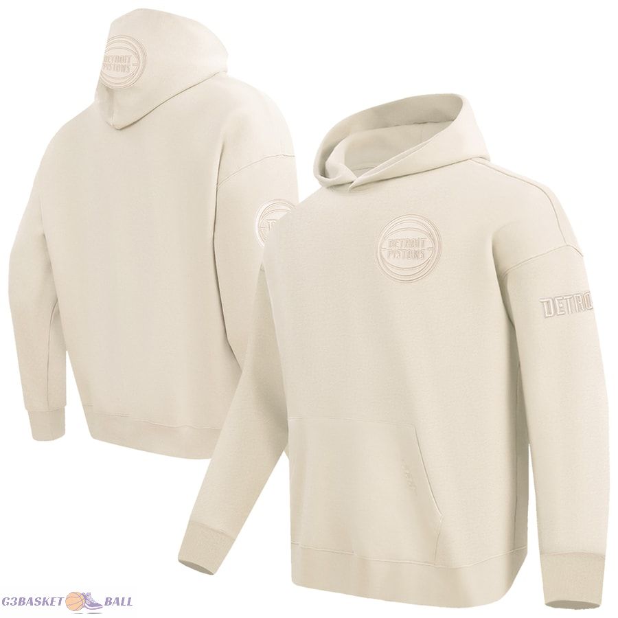 Men's Detroit Pistons Pro Standard Cream Neutral Dropped Shoulder Fleece Pullover Hoodie