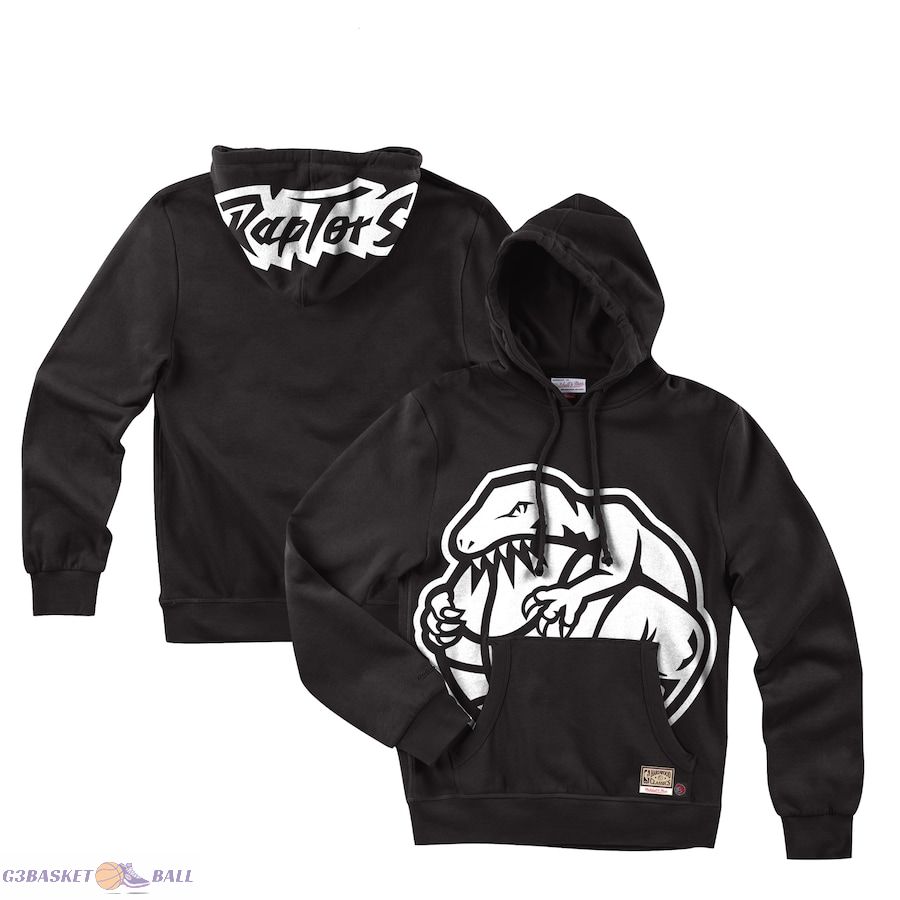 Men's Toronto Raptors Mitchell & Ness Black Hardwood Classics Big Face 3.0 Pullover Hoodie