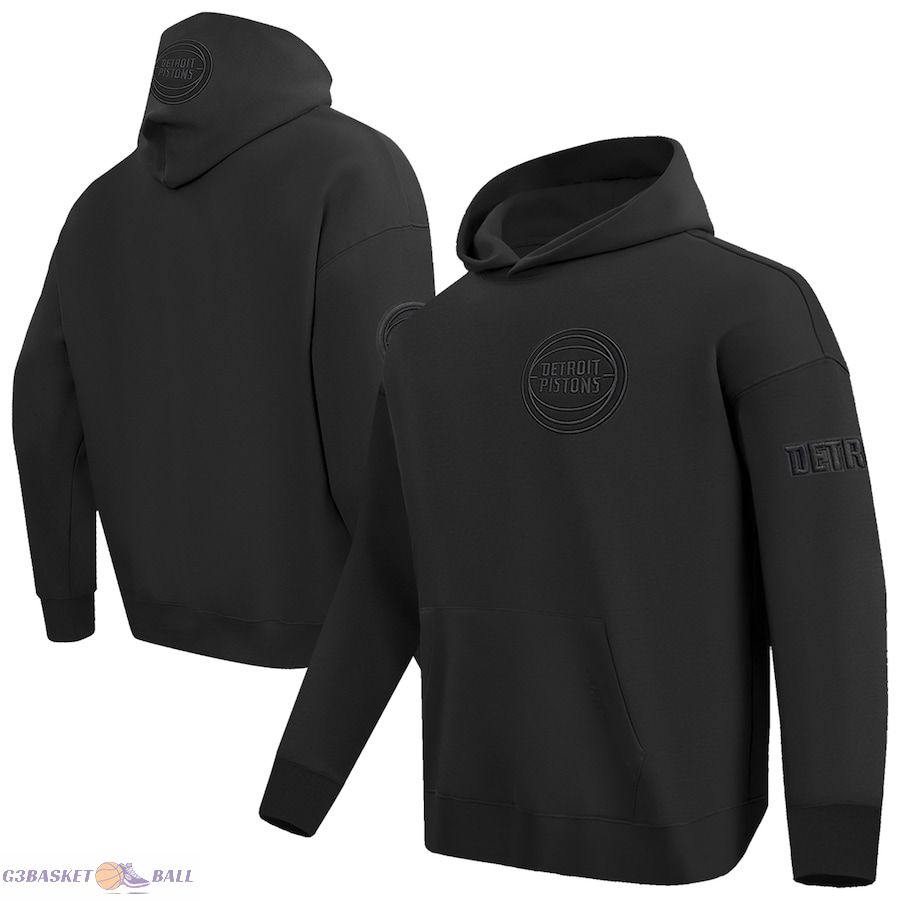 Men's Detroit Pistons Pro Standard Black Neutral Dropped Shoulder Fleece Pullover Hoodie