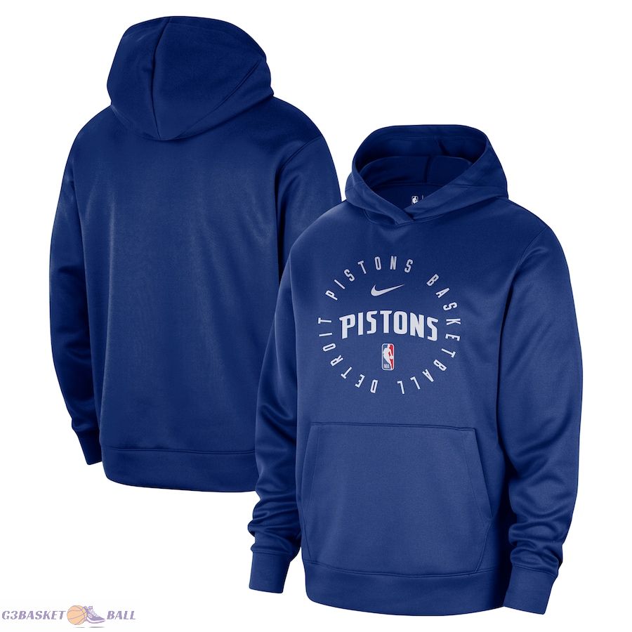 Men's Detroit Pistons Nike Blue 2024/25 Spotlight On-Court Practice Performance Pullover Hoodie