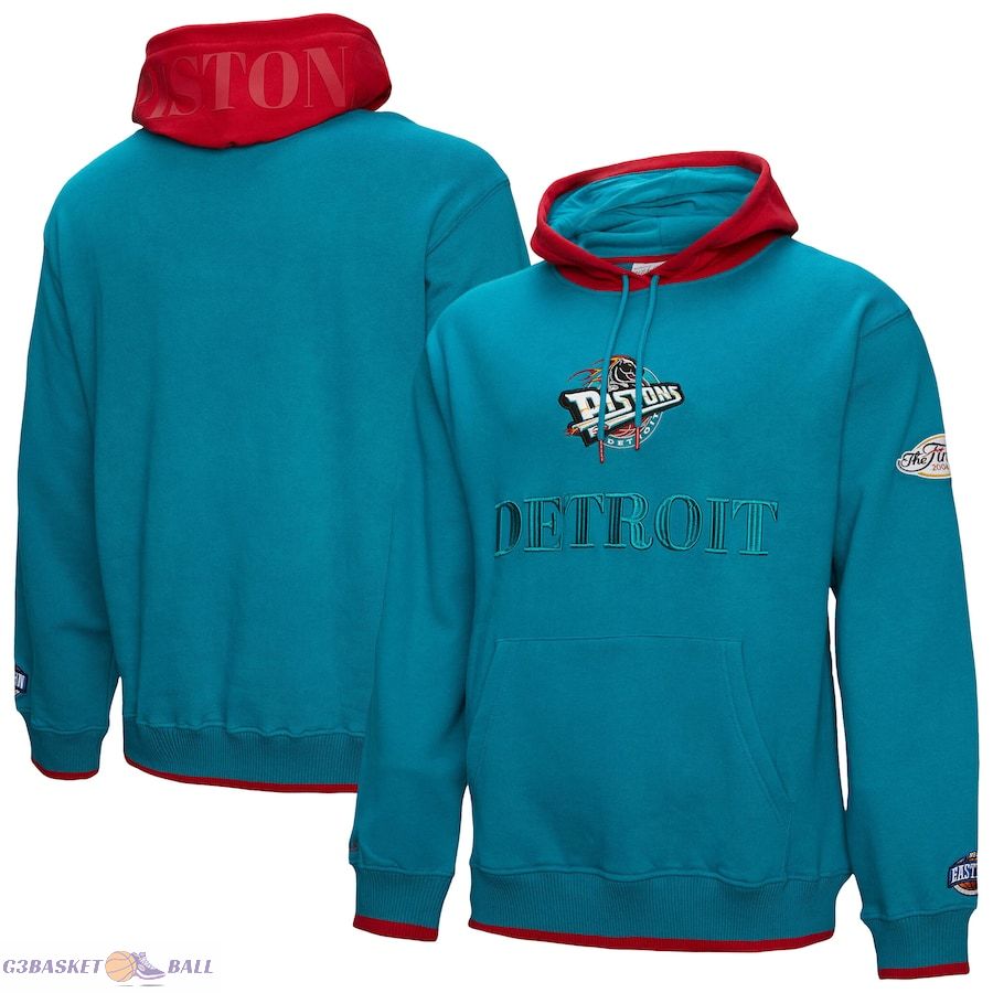 Men's Detroit Pistons Mitchell & Ness Teal Hardwood Classics Team OG 3.0 Pullover Hoodie