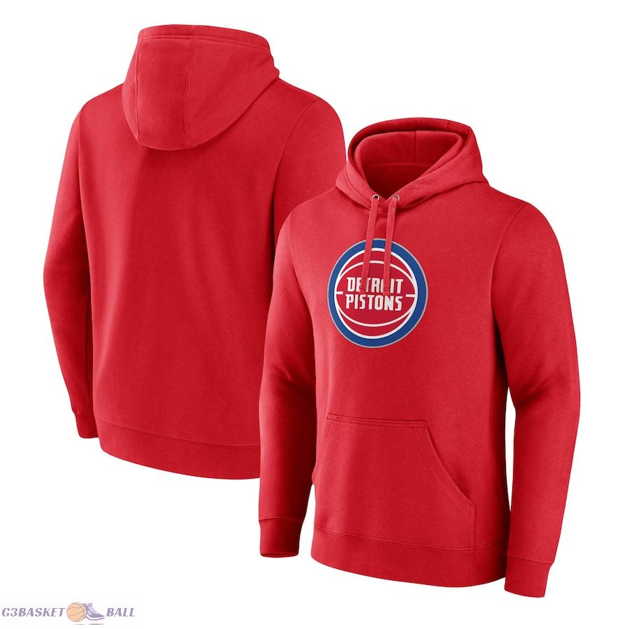 Men's Detroit Pistons Fanatics Red Primary Logo Pullover Hoodie