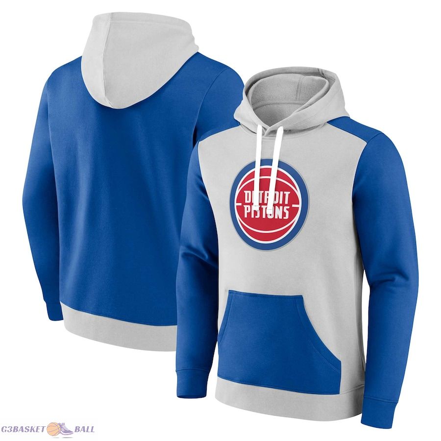 Men's Detroit Pistons Fanatics Gray/Blue Arctic Colorblock Pullover Hoodie