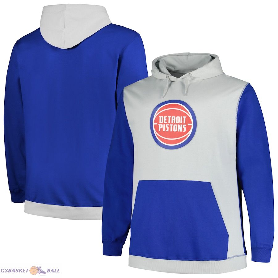 Men's Detroit Pistons Fanatics Blue/Silver Big & Tall Primary Arctic Pullover Hoodie