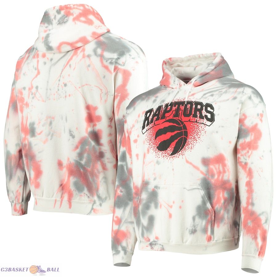 Men's Toronto Raptors Junk Food Cream Tie-Dye Pullover Hoodie