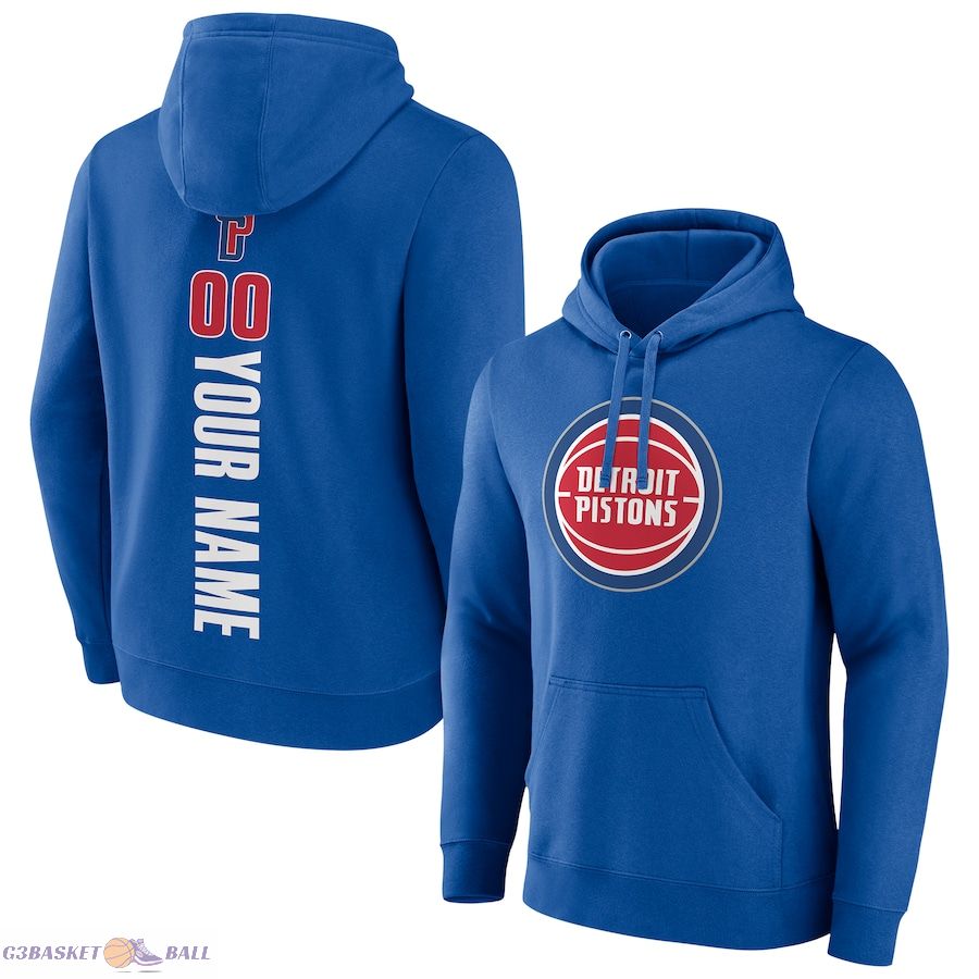 Men's Detroit Pistons Blue Playmaker Personalized Name & Number Pullover Hoodie