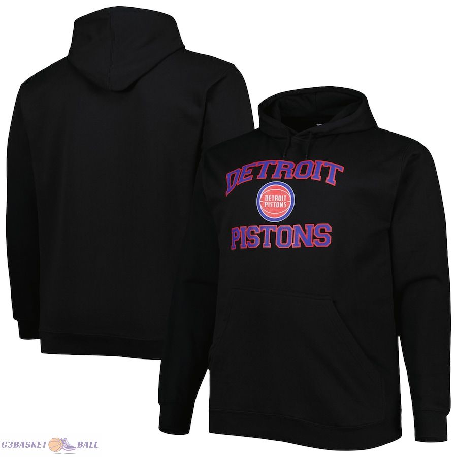 Men's Detroit Pistons Black Big & Tall Heart & Soul Pullover Hoodie