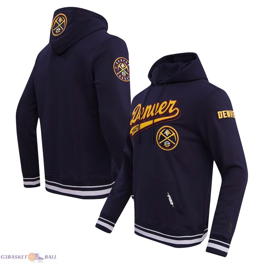 Men's Denver Nuggets Pro Standard Navy Script Tail Pullover Hoodie