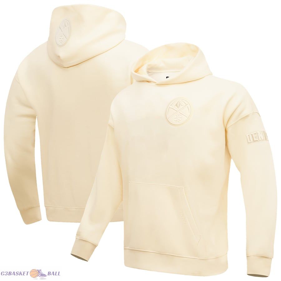 Men's Denver Nuggets Pro Standard Cream Neutral Dropped Shoulder Fleece Pullover Hoodie