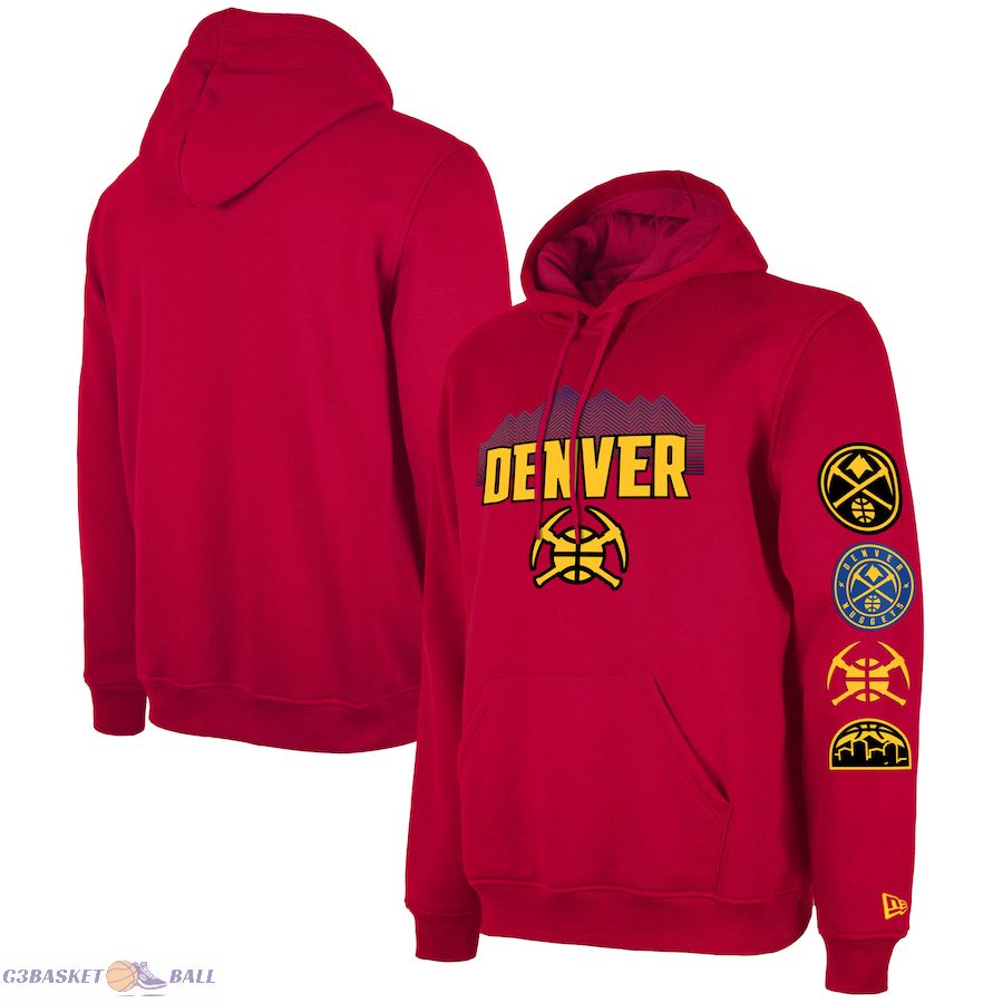 Men's Denver Nuggets New Era Red 2023/24 City Edition Big & Tall Pullover Hoodie