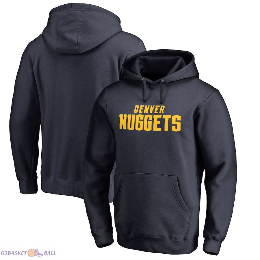 Men's Denver Nuggets Navy Wordmark Pullover Hoodie