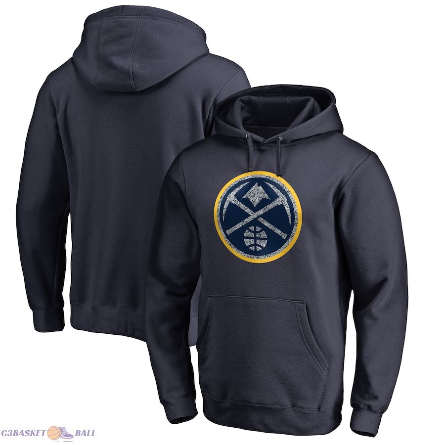 Men's Denver Nuggets Navy Static Logo Pullover Hoodie