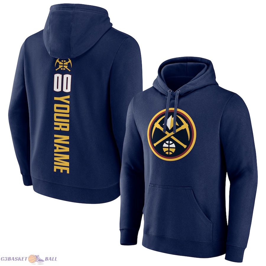 Men's Denver Nuggets Navy Playmaker Personalized Name & Number Pullover Hoodie