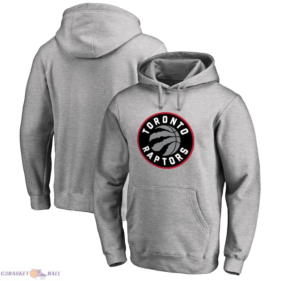 Men's Toronto Raptors Heather Gray Primary Logo Pullover Hoodie