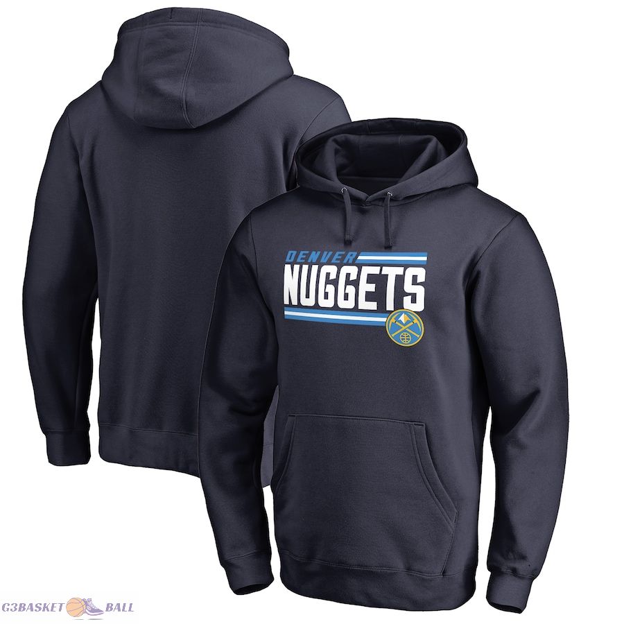 Men's Denver Nuggets Navy Onside Stripe Pullover Hoodie