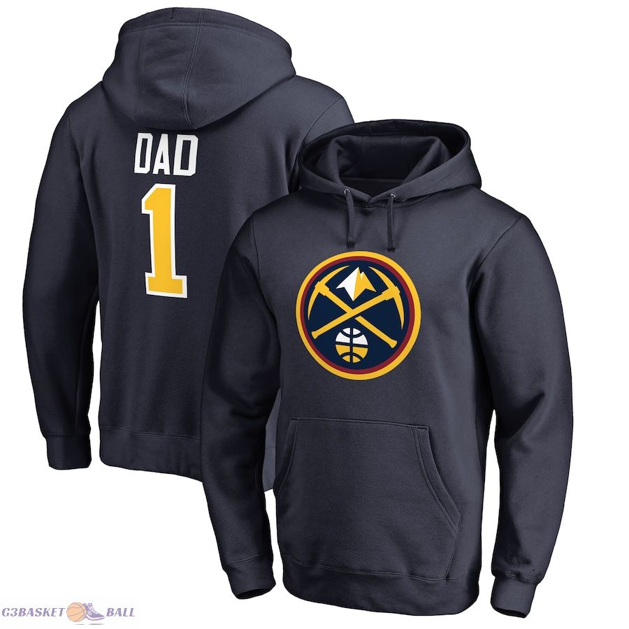 Men's Denver Nuggets Navy #1 Dad Pullover Hoodie