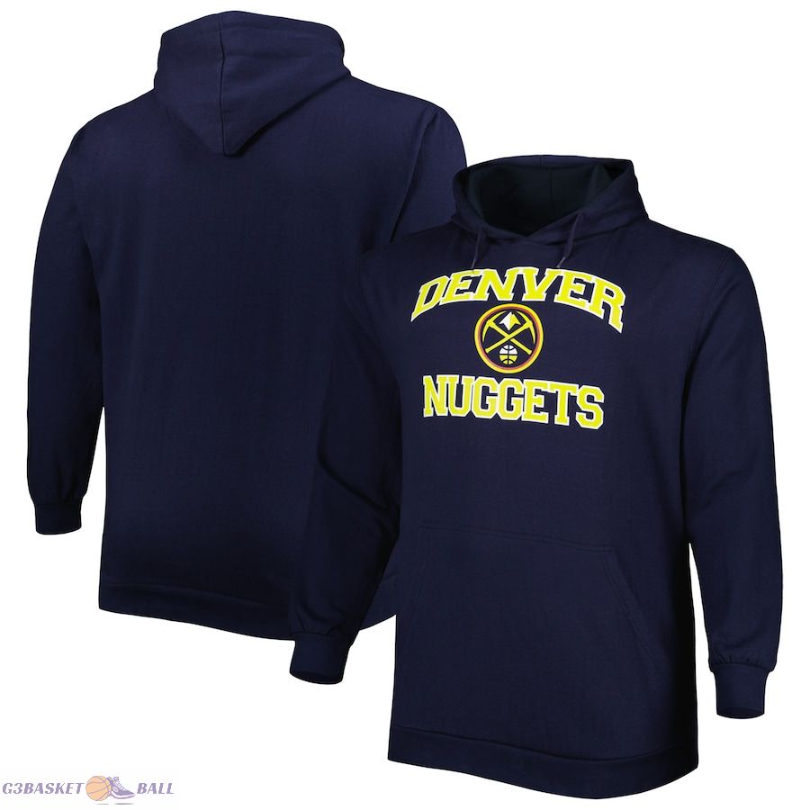 Men's Denver Nuggets Navy Big & Tall Heart & Soul Pullover Hoodie