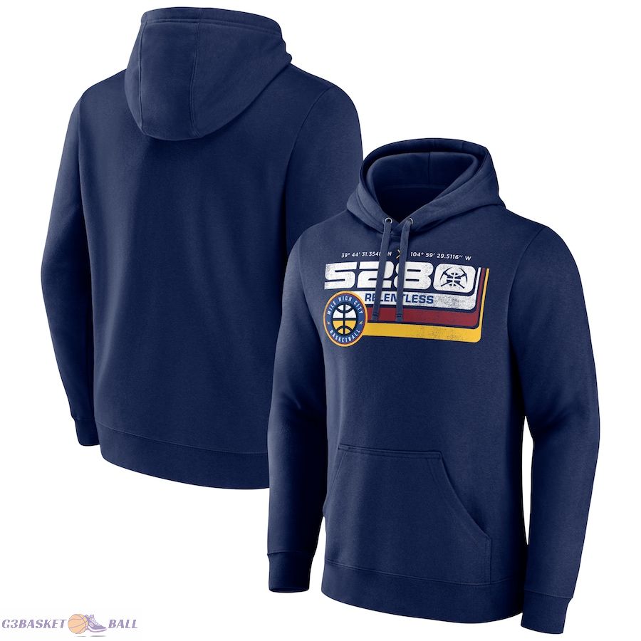 Men's Denver Nuggets Navy Announcer Pullover Hoodie